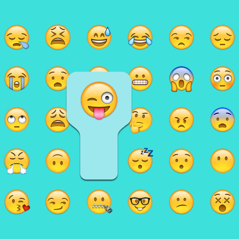 Various emojis with winking happy face highlighted