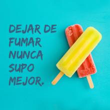 Dos paletas con un texto al lado que dice “Dejar de fumar nunca supo mejor."