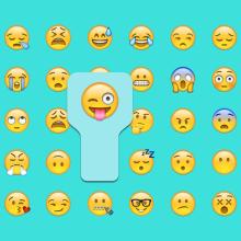 Various emojis with winking happy face highlighted